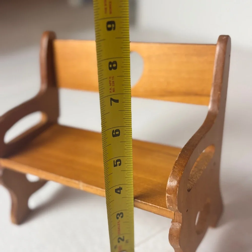 Vintage Wooden Miniature Heart Bench Wall Shelf sitter  Farmhouse Cottagecore 9